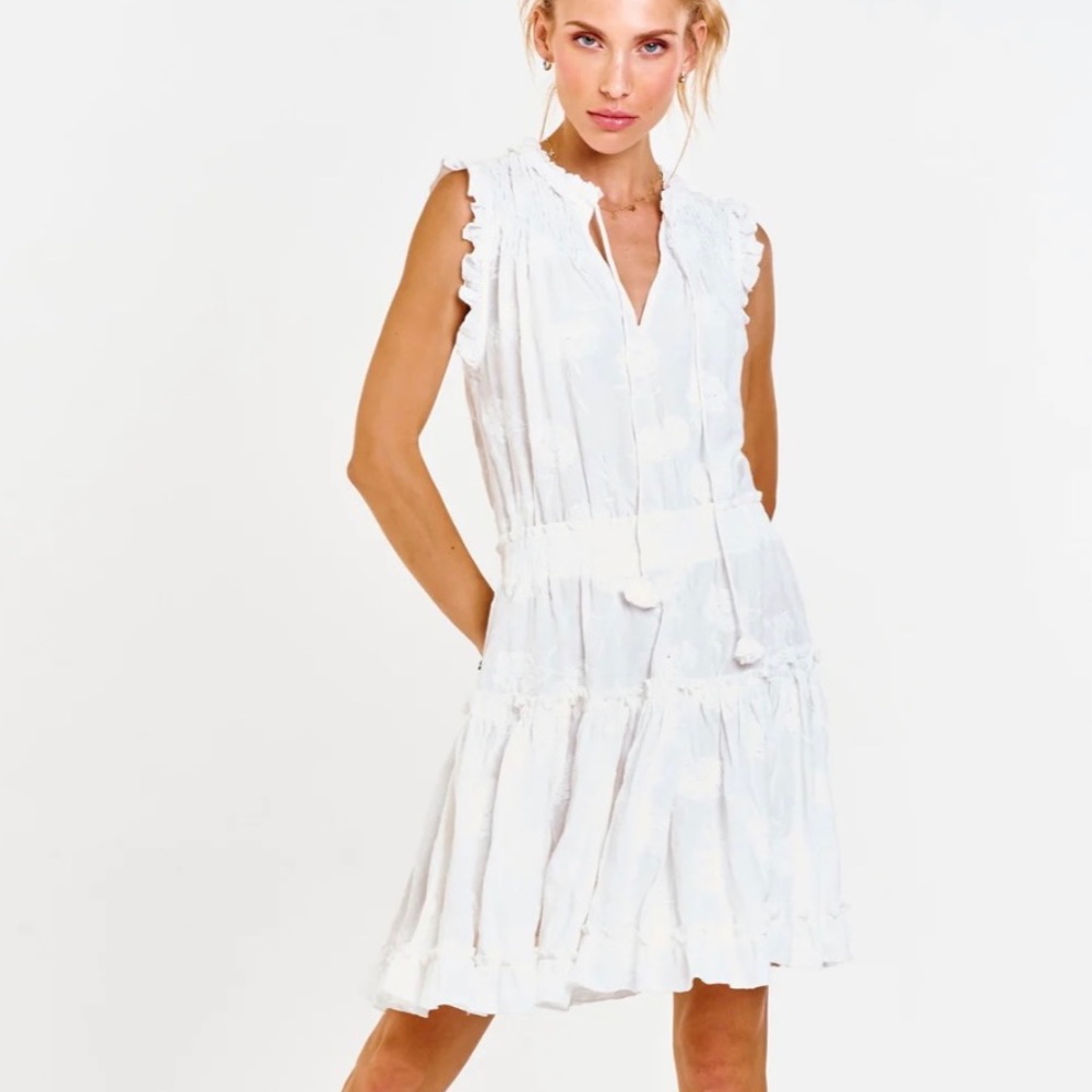 Boho white summer mini dress
